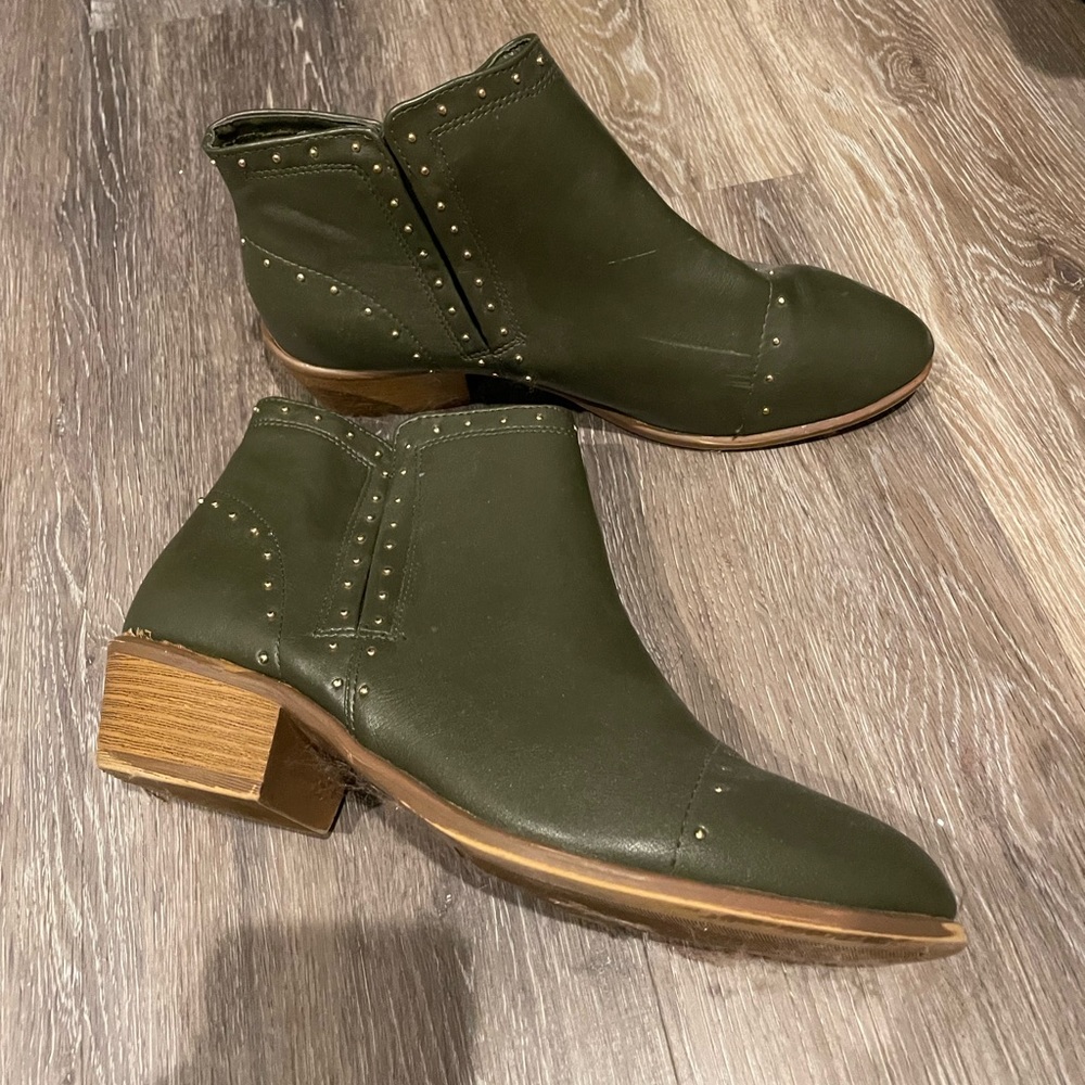 Size 11, heeled boot, gold stud details, from DSW